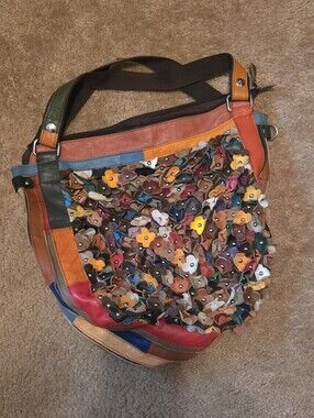 Multicolor Floral Appliqué Shoulder Bag